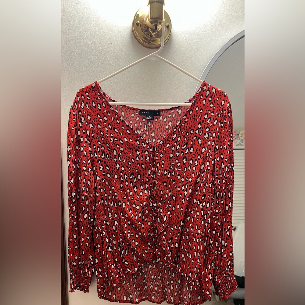 Sanctuary, XL, blouse, red, cheetah, great condition